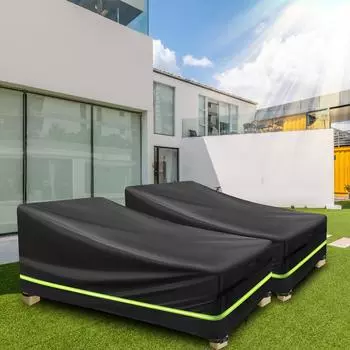 Водонепроницаемый мебельный шезлонг из ротанга, шезлонг, чехол для шезлонга, сверхмощная защита 420D 210x75x80-40cm чёрный