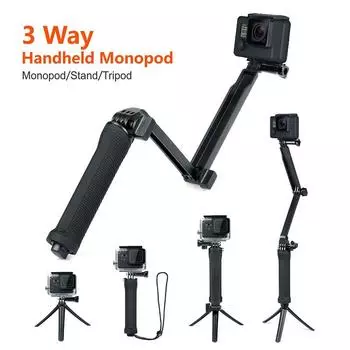 Водонепроницаемый монопод-штатив для селфи с 3-позиционной рукояткой, подставка для GoPro Hero 10 9 8 7 6 5 Yi 4K SJCAM EKEN DJI OSMO Go Pro Аксессуары