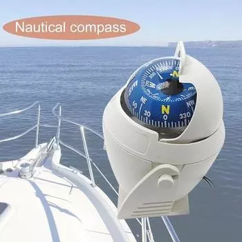 Водонепроницаемый морской компас, поворотный морской компас для лодки с электронным светодиодным ночным светом для позиционирования морской навигации чёрный