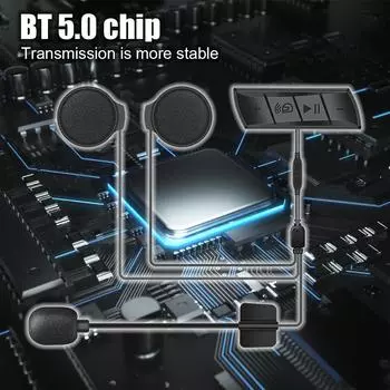 Водонепроницаемый мотоциклетный Bluetooth-микрофон, гарнитура для шлема, беспроводные наушники, комплект динамиков, FM-плеер, умные аксессуары для мотоциклов чёрный