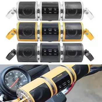 Водонепроницаемый мотоциклетный MP3 Bluetooth-совместимый FM-радио Стереодинамик Аудио-музыкальный плеер серебряный