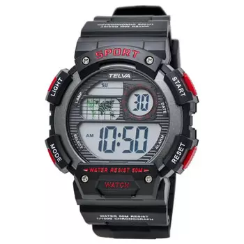 Водонепроницаемый мужской цифровой секундомер Klefa с уретановым ремешком, черный TE-D282-RD