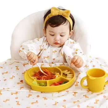 Водонепроницаемый нагрудник для детского питания Babyclaw с длинными рукавами и молнией, коричневый жираф, 1 шт., 1 шт.