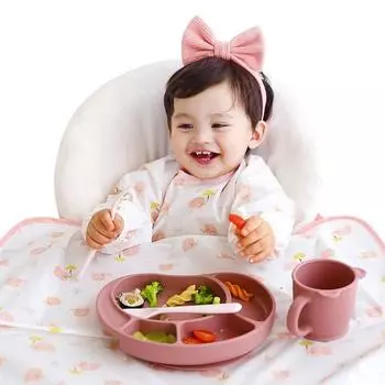 Водонепроницаемый нагрудник для детского питания Babyclaw с длинными рукавами и молнией, розовый слон, 1 шт., 1 шт.