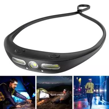 Водонепроницаемый налобный фонарь Супер яркий высокий люмен Сверхлегкий перезаряжаемый уличный светодиодный налобный фонарь с датчиком движения чёрный