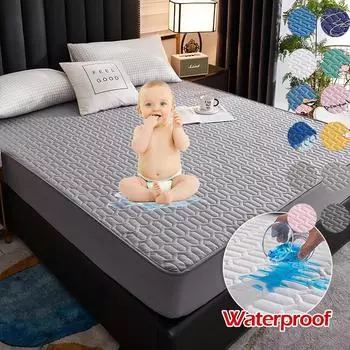 Водонепроницаемый наматрасник, эластичный чехол для матраса, двуспальная кровать, простыня с принтом, чехол на кровать (Без наволочки) 90cmx200cm