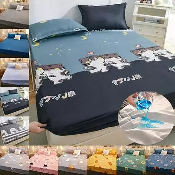 Водонепроницаемый наматрасник с мультяшным постельным бельем, простыня, покрывало на кровать с эластичным ремнем, водонепроницаемый защитный чехол для кровати 90X200cm Only Sheet