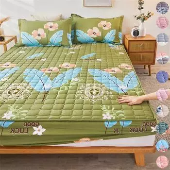 Водонепроницаемый наматрасник, толстая стеганая простыня, модное постельное белье с принтом, нескользящая простыня, пылезащитный чехол (Без наволочки) 90*200cm