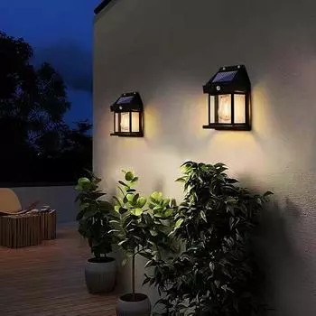 Водонепроницаемый настенный бра на солнечных батареях с датчиком движения для освещения прихожей в патио 1PCS чёрный