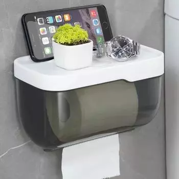 Водонепроницаемый настенный держатель для туалетной бумаги, полка для хранения рулонов туалетной бумаги, ящик для хранения, подставка для подносов, принадлежности для ванной комнаты коричневый