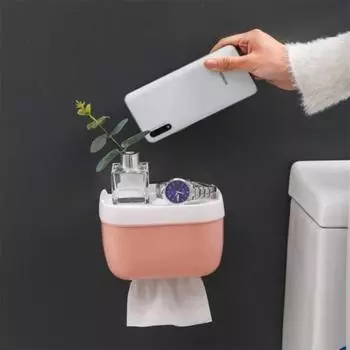 Водонепроницаемый настенный держатель для туалетной бумаги, полка для хранения рулонов туалетной бумаги, ящик для хранения, подставка для подносов, принадлежности для ванной комнаты