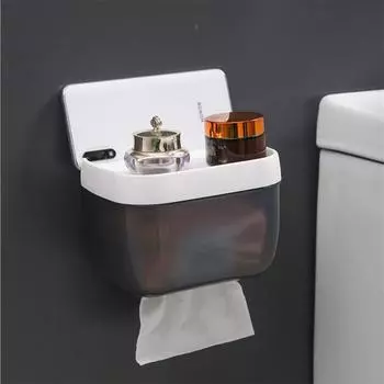 Водонепроницаемый настенный держатель для туалетной бумаги, полка для хранения рулонов туалетной бумаги, ящик для хранения, подставка для подносов, принадлежности для ванной комнаты чёрный