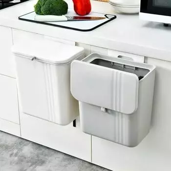 Водонепроницаемый настенный мусорный бак для компоста большой емкости с раздвижной крышкой для мусора под раковиной