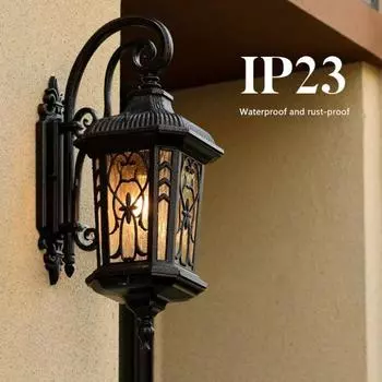 Водонепроницаемый настенный светильник в европейском стиле, ретро-винтажный светильник для крыльца, европейский уличный настенный светильник, американское ретро-наружное освещение No light source