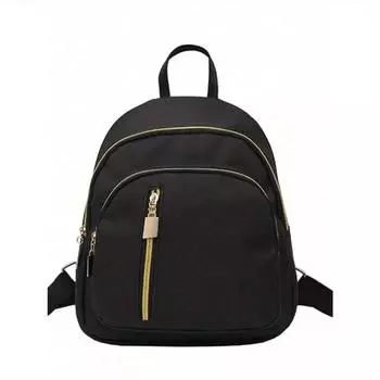 Водонепроницаемый нейлоновый рюкзак для женщин - стильный черный с желтыми молниями, несколько отделений, повседневный студенческий стиль, рюкзак для путешествий чёрный