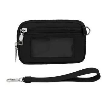 Водонепроницаемый нейлоновый женский кошелек Iris с брелоком на запястье, чехол для карт на молнии с окошком для удостоверения личности чёрный