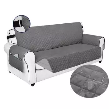 Водонепроницаемый нескользящий чехол для дивана, моющийся чехол для домашней мебели с эластичным регулируемым ремешком для собак, домашних животных, детей 1 Seater кофейный