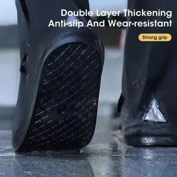 Водонепроницаемый нескользящий чехол для обуви от дождя для мужчин, верхняя одежда, водонепроницаемая обувь, толстые ботинки, износостойкий чехол для ног, утолщенный дождь S чёрный