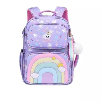 Водонепроницаемый новый многофункциональный милый школьный рюкзак большой вместимости для мальчиков и девочек, легкий рюкзак для учащихся начальной школы Small фиолетовый