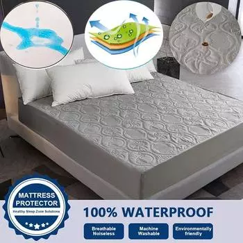 Водонепроницаемый однотонный стеганый тисненый водонепроницаемый чехол для матраса, простыня, стильный чехол для матраса, толстая мягкая подкладка для кровати (Нет наволочек) 100x200+30cm Only Sheet