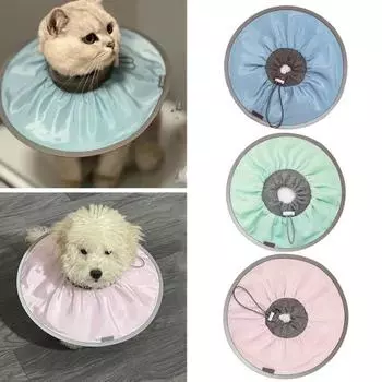 Водонепроницаемый ошейник для восстановления кошек, защитный ошейник для кошек после операции, чтобы остановить облизывание и царапание, регулируемый мягкий конус для ухода за ранами S светло-синий