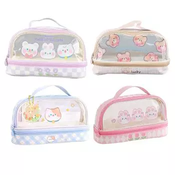 Водонепроницаемый пенал для карандашей с рисунком, симпатичная прозрачная канцелярская сумка для школьников M Purple HELLO Rabbit