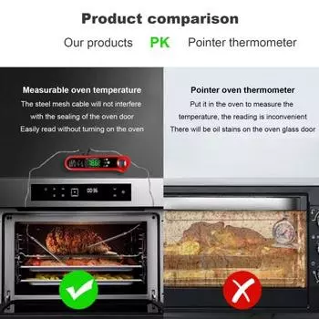 Водонепроницаемый пищевой термометр зонд цифровой дисплей высокоточный складной дизайн функция открывалки для бутылок беспроводной термометр для мяса питание от батареи чёрный