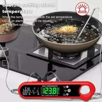 Водонепроницаемый пищевой термометр зонд цифровой дисплей высокоточный складной дизайн открывалка для бутылок чёрный