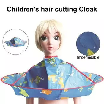 Водонепроницаемый плащ для стрижки с мультяшным узором, полиэстеровый плащ для стрижки, форма зонтика для детей 3
