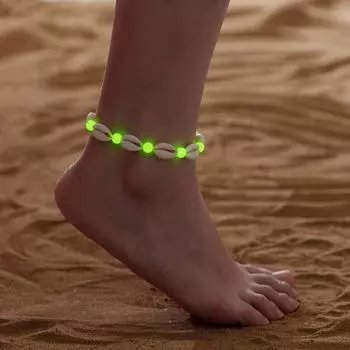 Водонепроницаемый плетеный браслет на щиколотку в стиле бохо-океан с акриловыми бусинами и ракушками белый