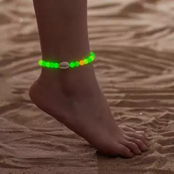 Водонепроницаемый плетеный браслет на щиколотку в стиле бохо-океан с акриловыми бусинами и ракушками разноцветный