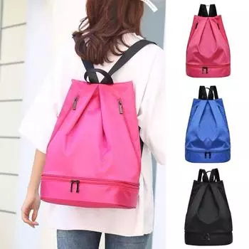 Водонепроницаемый пляжный рюкзак для плавания с разделением сухого и влажного воздуха с отделением для обуви розы красного