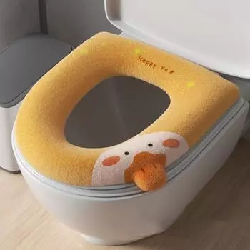 Водонепроницаемый плюшевый чехол для унитаза, прокладка, мультяшная подушка для сиденья унитаза, коврик для ванной комнаты синий