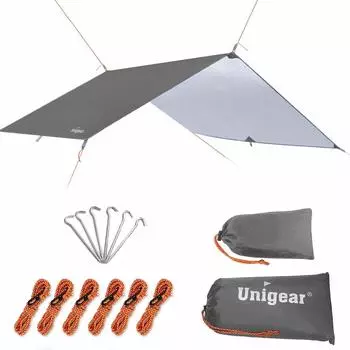 Водонепроницаемый походный тент Unigear Высокая защита от УФ-лучей и тепла Портативный Солнечный Уличный Включает Хранение Человек 4 Размера L Тент, Палатка, Легкий, Водоотталкивающий, серый