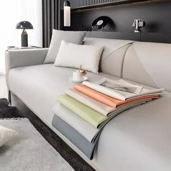 Водонепроницаемый полиэстеровый мочестойкий коврик для дивана из меха для домашних животных, съемный однотонный защитный чехол на четыре сезона Pillow cover 30x50cm бежевый