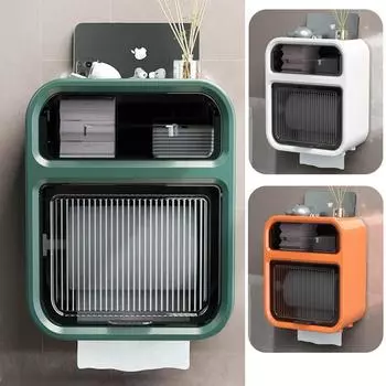 Водонепроницаемый портативный держатель для туалетной бумаги, пластиковый держатель для бумажных полотенец, настенная полка для ванной комнаты, ящик для хранения, держатель для туалетной бумаги оранжевый