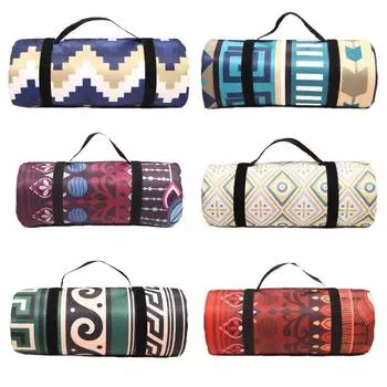 Водонепроницаемый портативный коврик для кемпинга с принтом в стиле ретро, уличное пляжное одеяло для пикника для многопользовательской игры, складные коврики для сна и пешего туризма 150 100cm