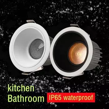 Водонепроницаемый потолочный светильник 110 В 220 В с антибликовым сотовым покрытием для кухни, ванной комнаты, туалета, карниза, черный, белый цвет, светодиодный потолочный светильник, точечный светильник 2.5inch 7W&Warm White 3000K