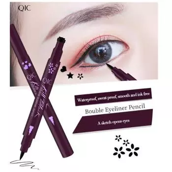 Водонепроницаемый прочный 2-х головочный жидкий карандаш для глаз со звездой и луной, косметический карандаш 1#