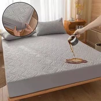 Водонепроницаемый простынь, эластичный наматрасник с тиснением, стеганый защитный чехол для матраса, чехол для кровати для близнецов/полных/двухместных/королевских/королевских 90x190x30cm