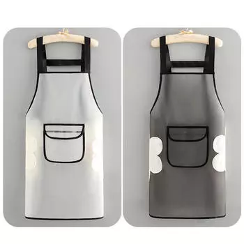 Водонепроницаемый рабочий фартук прозрачный черный белый маслостойкий кухонный фартук чистящие средства милый мультяшный мишка грязеотталкивающий фартук из ТПУ Without hand-wipe белый