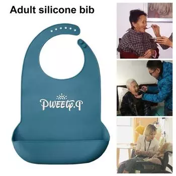 Водонепроницаемый регулируемый силиконовый нагрудник для взрослых, гибкий многоразовый, устойчивый к беспорядку, легко протираемый, нагрудник для пожилых людей L фиолетовый