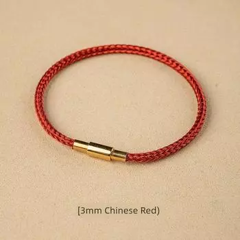 Водонепроницаемый ремешок для переноски Lucky Beads Золотой браслет для мужчин и женщин Веревочный 3D Жесткое Чистое Золото DIY Аксессуары Этот Год Животного Красный Веревочный Браслет 17CM 3mm Chinese Red
