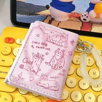 Водонепроницаемый розовый кошелек с принтом в виде кошки, упрощенный кошелек, портативный мини-кошелек для монет на открытом воздухе style4