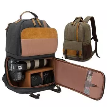 Водонепроницаемый рюкзак для фотокамеры, большая вместительная походная сумка для мужчин и женщин, подходит для зеркальных камер DSLR, объективов и штатива чёрный