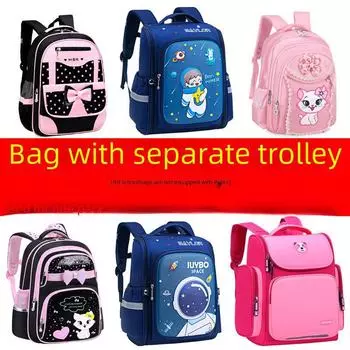 Водонепроницаемый рюкзак на колесиках для детей, 1-6 классы, возраст 6-12 лет, устойчивый к грязи 5022# розы красного