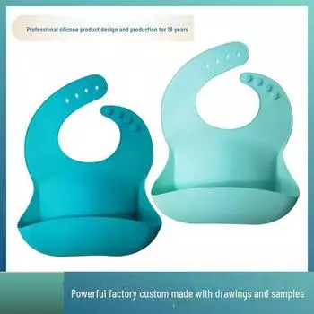 Водонепроницаемый силиконовый детский нагрудник с карманом для еды и полотенцем для сбора слюны null прозрачный/зелёный