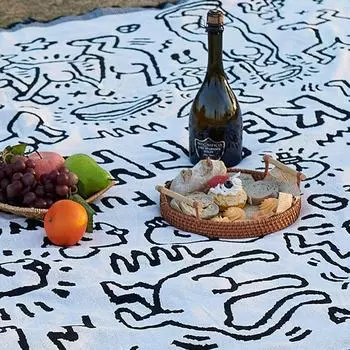 Водонепроницаемый складной коврик для пикника на открытом воздухе, утепленный легкий семейный коврик с графическим принтом, портативные одеяла для пикника для путешествий, пешего туризма, музыкального фестиваля 90*90cm