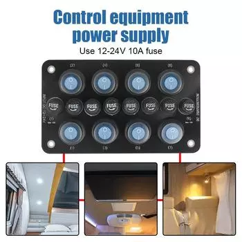 Водонепроницаемый сменный держатель предохранителя вкл/выкл синий светодиодный светильник 12~24 В 8-клавишный выключатель кнопка тумблер панель