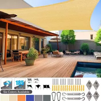 Водонепроницаемый солнцезащитный козырек, парус, прямоугольный козырек, 98% УФ-блок, солнцезащитная ткань, укрытия от солнца для сада, кемпинга, походов, навес, тент 200x300CM